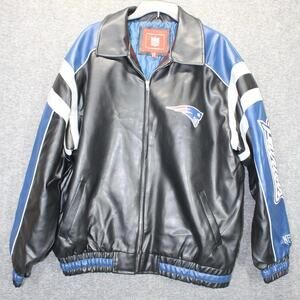 NFL NEW ENGLAND PATRIOTS TEAM FAUX JACKET BLACK BLUE XL